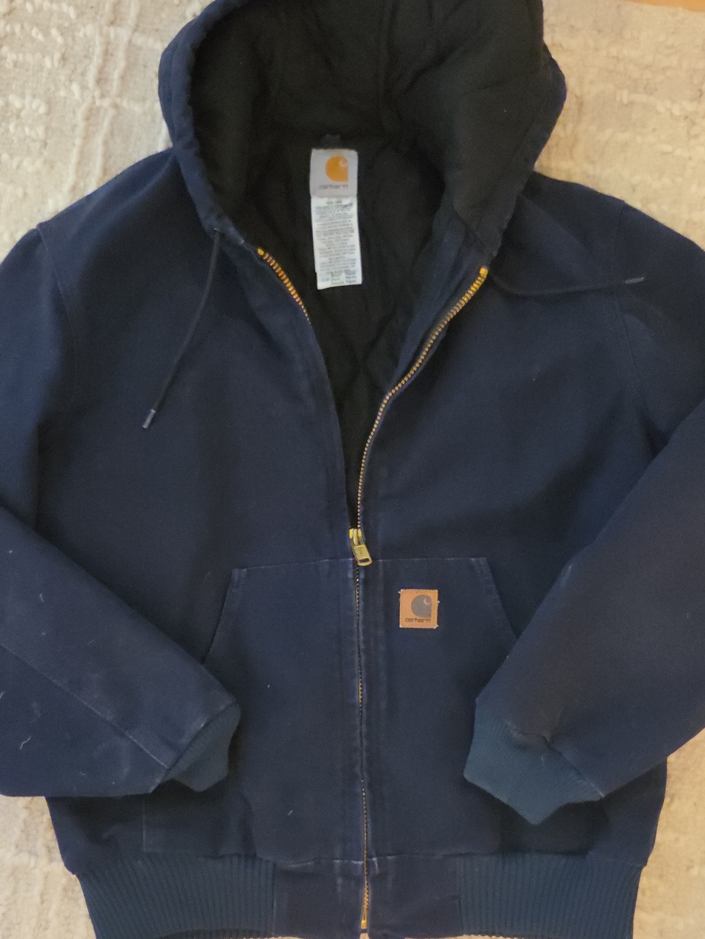Vintage 2004 Carhartt J130 MDT Midnight Blue Active Jacket Quilt Lined Small